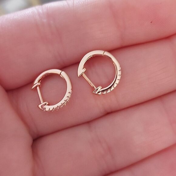 925 Sterling Silver Rose Gold Earrings - Picture 4 of 8